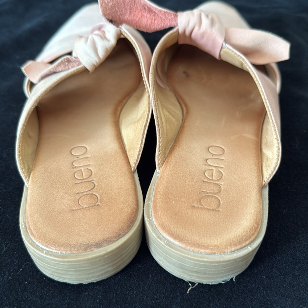 Bueno pale petal pink Leather Women's bow Mules size 36 - Picture 6 of 13